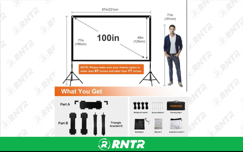 Towond Projector Screen (100in) – For rent in state-college, pennsylvania – Happy Valley Equipment Rentals | RNTR.com – Image 1