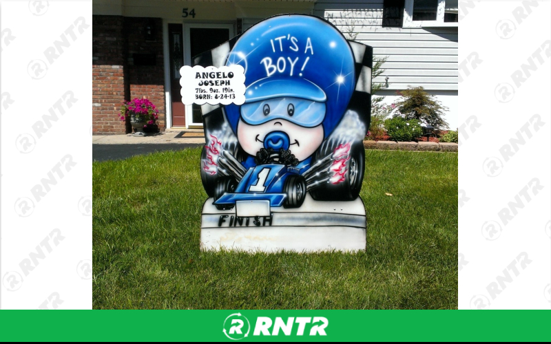 Generic "It's a Boy!" Race Car Baby Announcement – For rent in howell, new-jersey – Mr. Happy Party Rentals | RNTR.com – Image 1