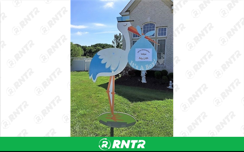 Generic "It's a Boy!" Stork -  Baby Stork – For rent in howell, new-jersey – Mr. Happy Party Rentals | RNTR.com – Image 1