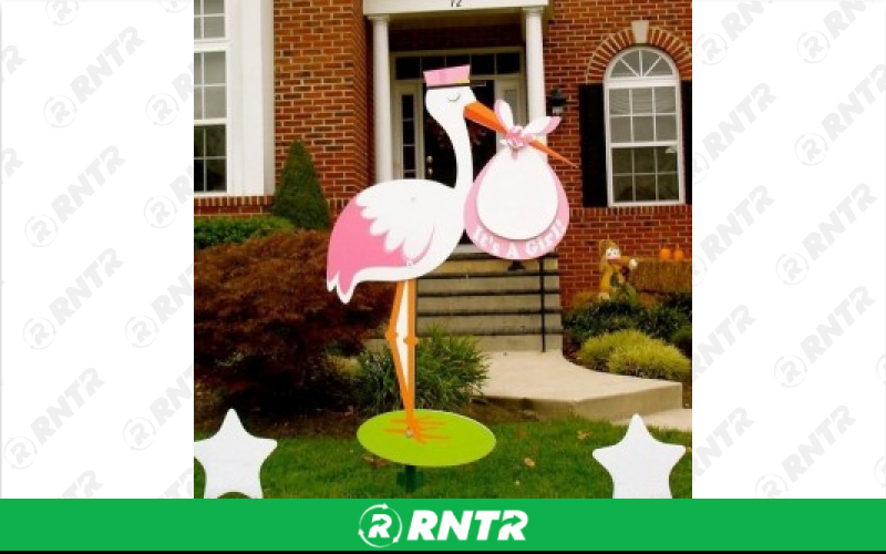 Generic "It's A Girl!" Stork -  Baby Stork – For rent in howell, new-jersey – Mr. Happy Party Rentals | RNTR.com – Image 1