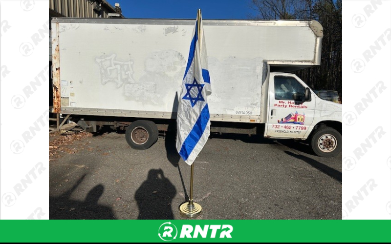 Generic State of Isreal Flag with Stand – For rent in howell, new-jersey – Mr. Happy Party Rentals | RNTR.com – Image 1