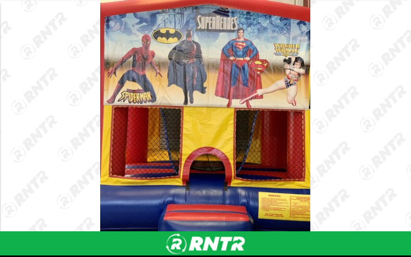 Generic Super Friends Banner (Bat - Sup - Spi -  WW) – For rent in mangonia-park, florida – kids bounce 4 fun | RNTR.com – Image 1