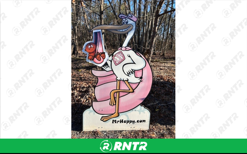 Generic Super Stork Girl Baby Announcement – For rent in howell, new-jersey – Mr. Happy Party Rentals | RNTR.com – Image 1