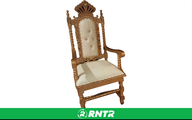 Generic THRONE CHAIR - STANDARD GOLD/WHITE – For rent in bayonne, new-jersey – Resnicks Party Rental | RNTR.com – Image 1