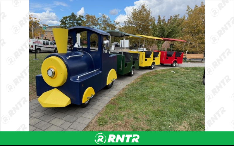 Generic Trackless Train/The Happy Express Deluxe 2 hours -  includes driver and attendant – For rent in howell, new-jersey – Mr. Happy Party Rentals | RNTR.com – Image 1