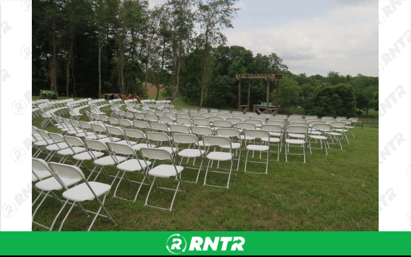 Alloyfold White Folding Chairs – For rent in Lititz, Pennsylvania – Tents For Rent LLC | RNTR.com – Image 3 of 3