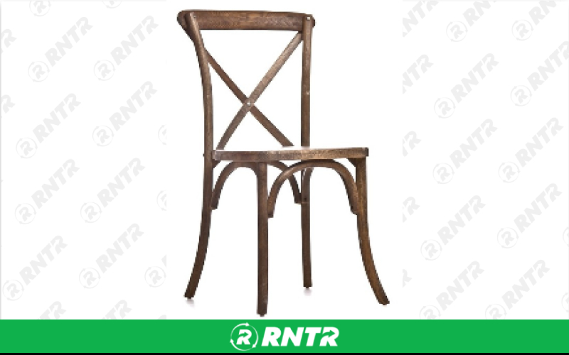 Generic X Back Driftwood Chair – For rent in Hiram, Georgia – Unlimited Party Rental | RNTR.com – Image 1 of 1