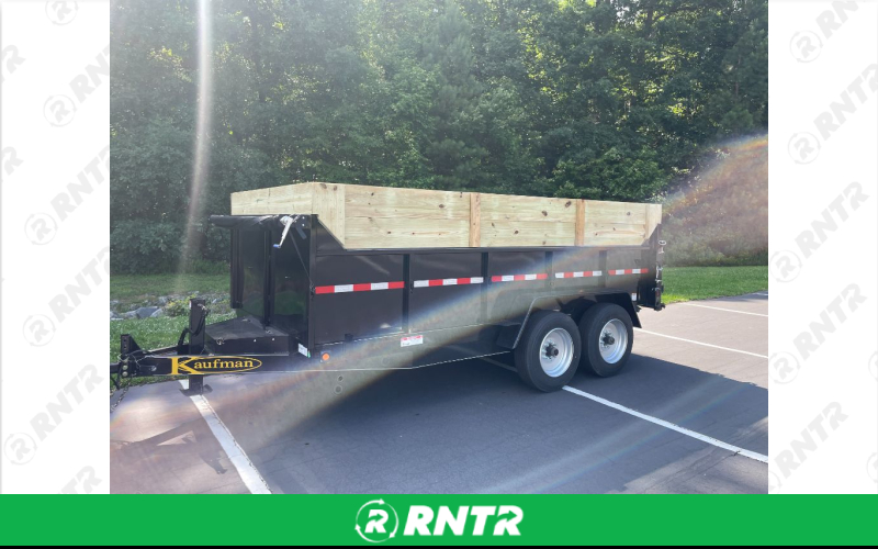 Kaufman 7' x 14' 14K Dump Trailer – For rent in apex, north-carolina – Blue Collar Rental | RNTR.com – Image 1