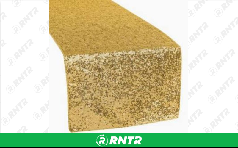 Generic Gold Sequin Table Runner – For rent in piedmont, south-carolina – Crimsontlc Tables Linen and Chairs | RNTR.com – Image 1