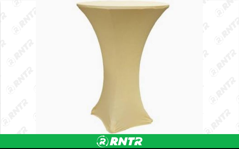 Generic Gold Spandex Cocktail Table Cloth – For rent in piedmont, south-carolina – Crimsontlc Tables Linen and Chairs | RNTR.com – Image 1