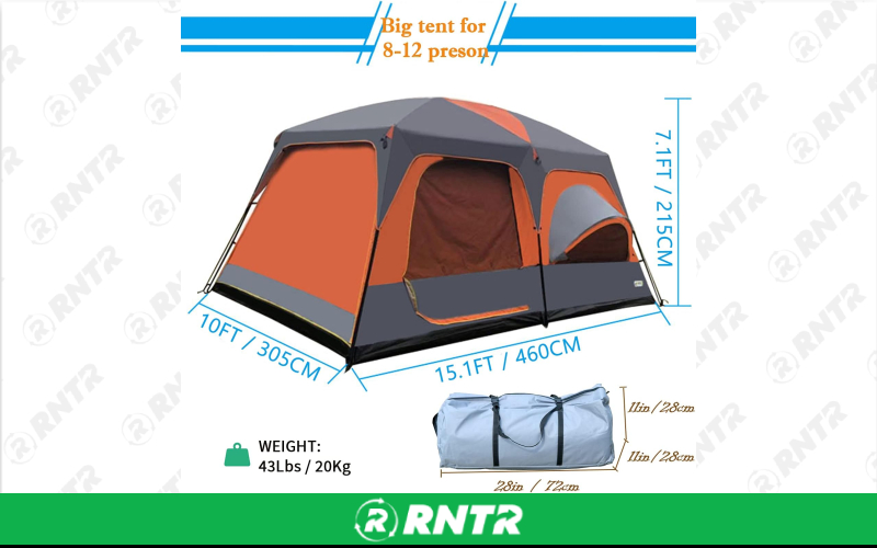 ZONGTI  Luxurious Cabin Tent for 10Person,3 Screen Rooms with High-Tech Rainproof Music Festival Tent,Well-Ventilated 2 Bedrooms and a Hall Family Tent – For rent in Owasso, Oklahoma – Final Touch Rentals | RNTR.com – Image 4 of 4