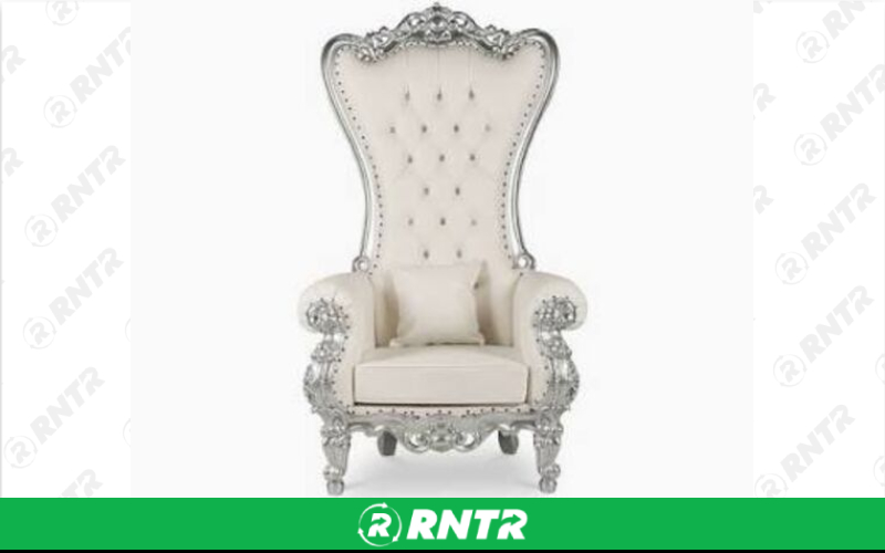 Generic White and Silver Throne Chair – For rent in dacula, georgia – CrimsonTLC | RNTR.com – Image 1