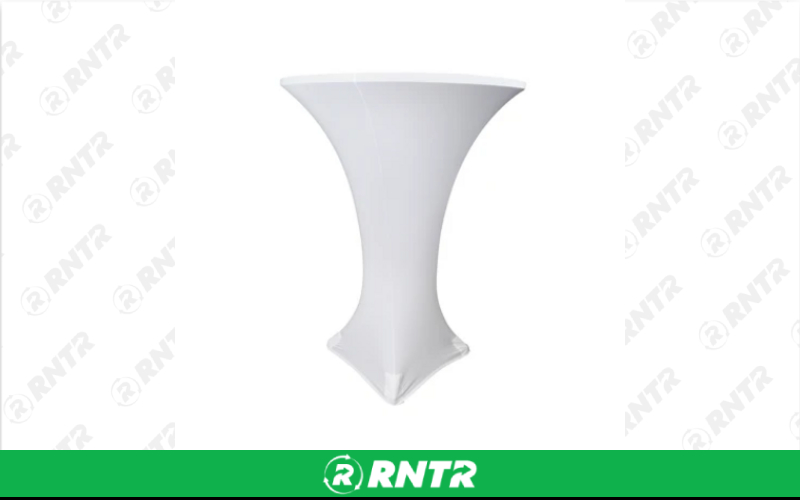 Generic White Spandex Cocktail Table Cloth – For rent in piedmont, south-carolina – Crimsontlc Tables Linen and Chairs | RNTR.com – Image 1