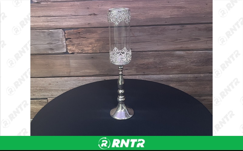 Generic 21 Filigree Candle Stick (Silver) – For rent in indianapolis, indiana – Ace Party Rental | RNTR.com – Image 1