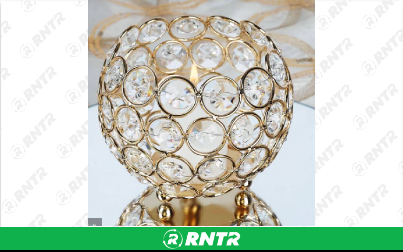 Generic 4 Round Gold Crystal Beaded Metal Votive – For rent in indianapolis, indiana – Ace Party Rental | RNTR.com – Image 1