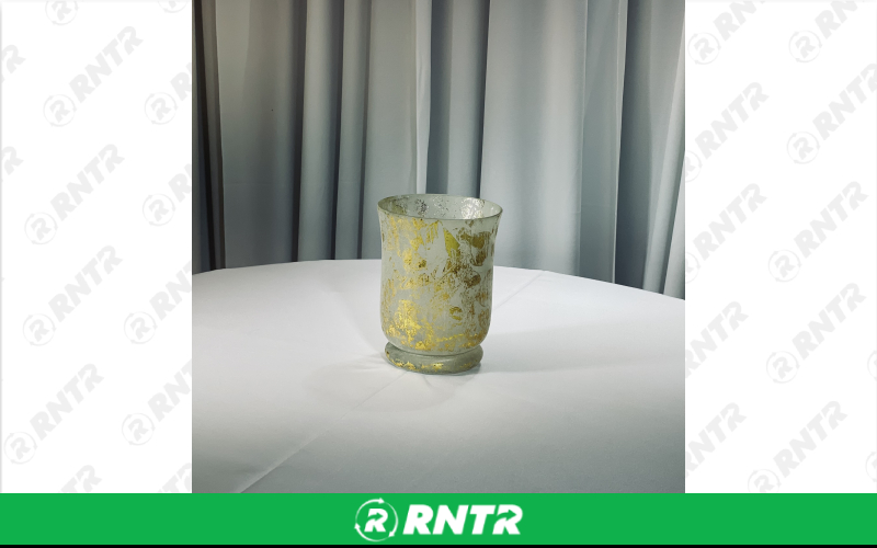 Generic 5 Frosted Glass Motif Vase (White/Gold) – For rent in indianapolis, indiana – Ace Party Rental | RNTR.com – Image 1