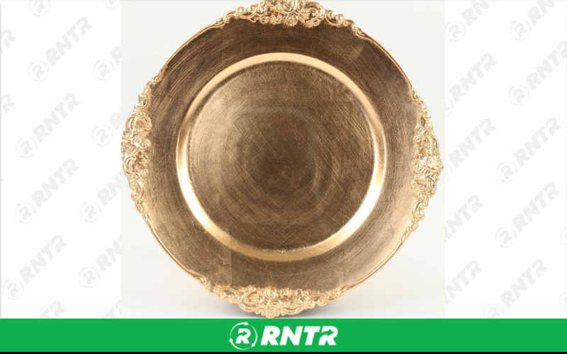 Generic Acrylic Vintage Floral Charger (Gold) – For rent in indianapolis, indiana – Ace Party Rental | RNTR.com – Image 1