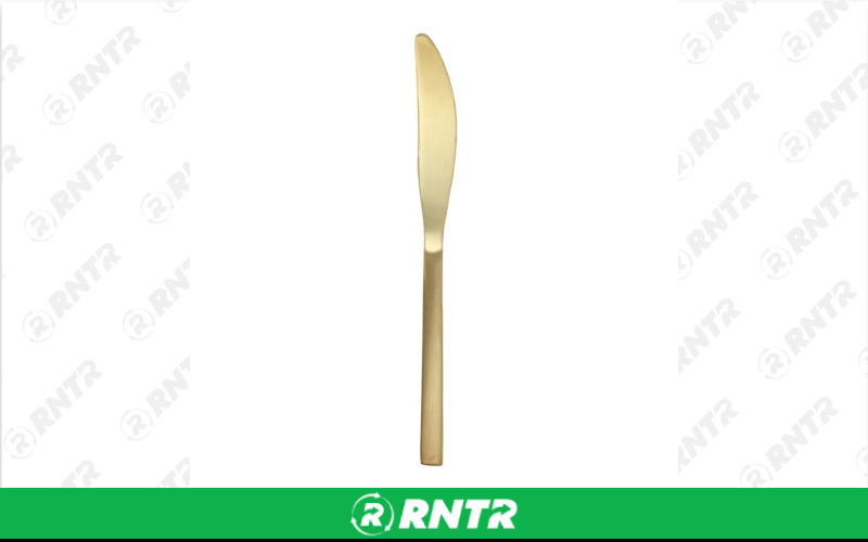 Generic Arezzo Dessert Knife* (Brushed Gold) – For rent in indianapolis, indiana – Ace Party Rental | RNTR.com – Image 1