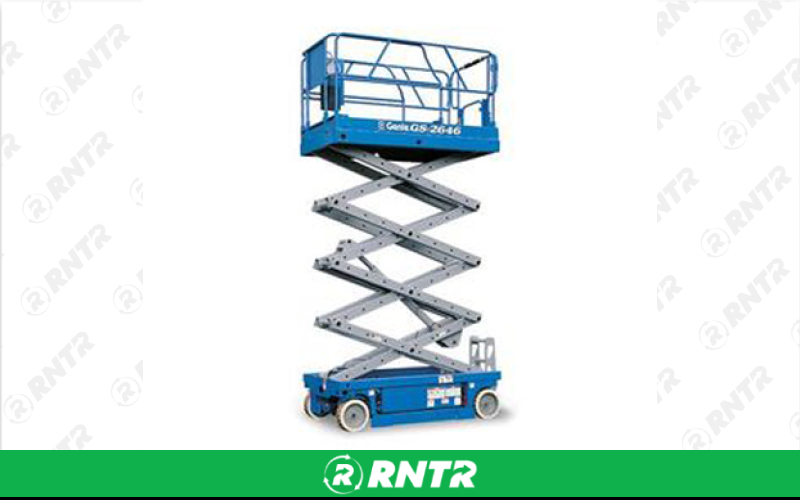 Genie GENIE GS-2632 ELECTRIC SCISSOR LIFT – For rent in plainfield, illinois – Five Star Equipment Rental & Supply | RNTR.com – Image 1
