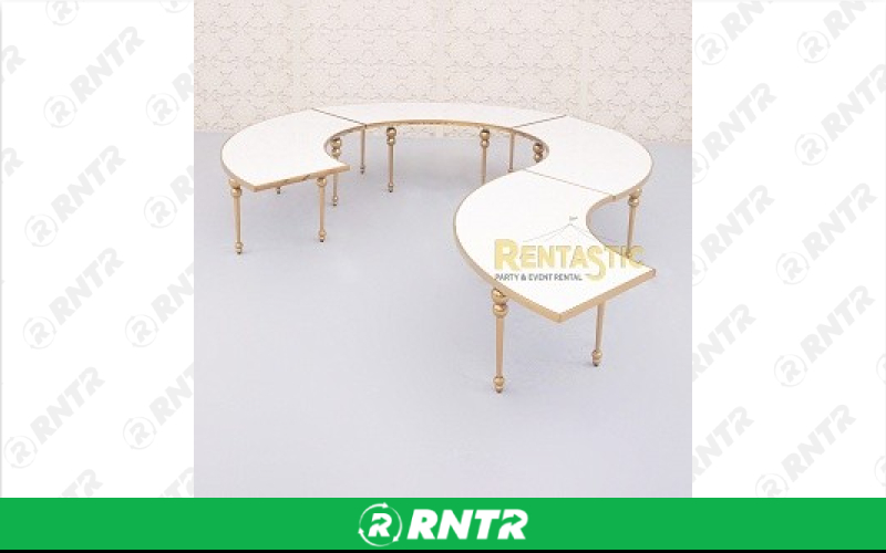 Generic Kids Serpentine Table – White n Gold – For rent in south-hackensack, new-jersey – Rentastic Party Rental | RNTR.com – Image 1