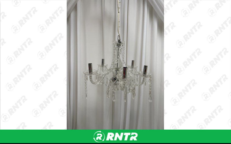 Generic Medium Chandelier (Crystal w/ Silver) – For rent in indianapolis, indiana – Ace Party Rental | RNTR.com – Image 1