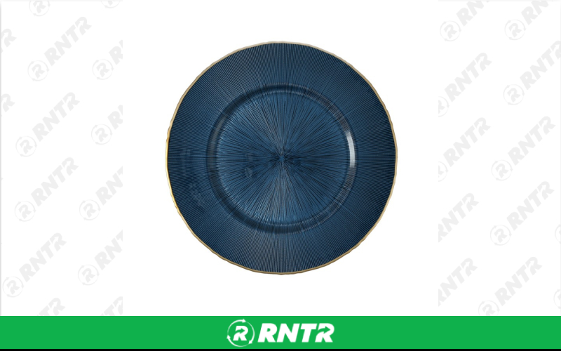 Generic *(NEW!) Aurora Glass Charger (Blue w/ Gold Rim) – For rent in indianapolis, indiana – Ace Party Rental | RNTR.com – Image 1