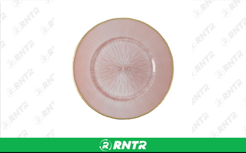 Generic *(NEW!) Aurora Glass Charger (Pink w/ Gold Rim) – For rent in indianapolis, indiana – Ace Party Rental | RNTR.com – Image 1