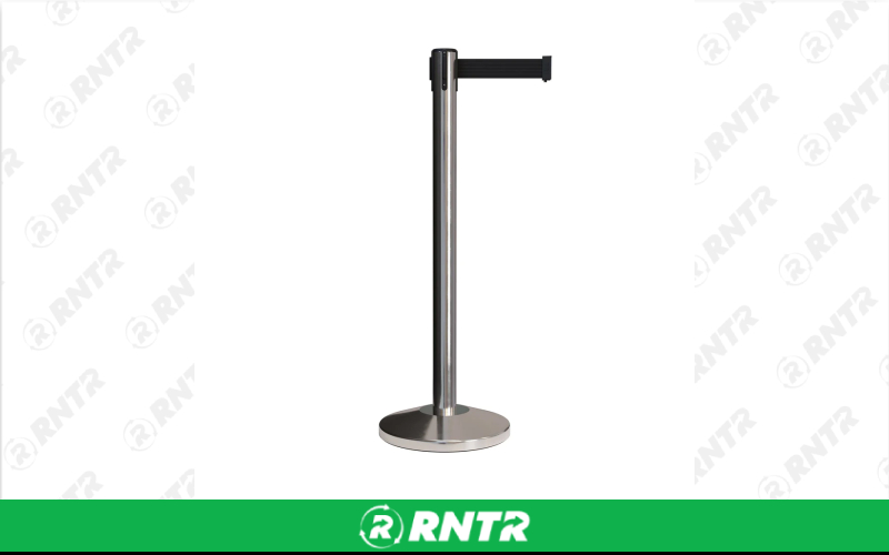 Generic Retractable Stanchion (Chrome w/ Black Belt) – For rent in indianapolis, indiana – Ace Party Rental | RNTR.com – Image 1