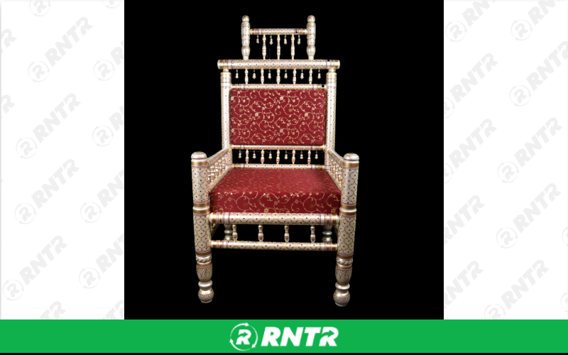 Generic Sankheda Chair (Ivory&comma; Red & Gold) – For rent in indianapolis, indiana – Ace Party Rental | RNTR.com – Image 1