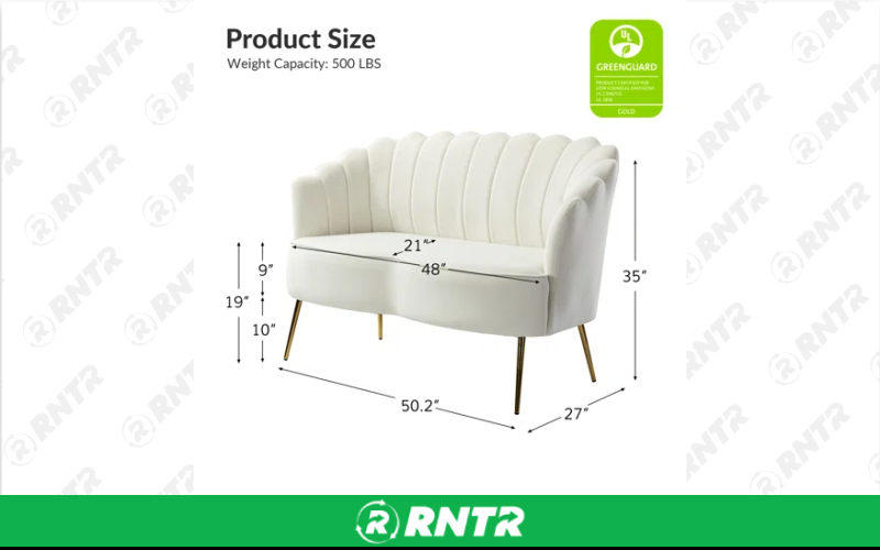 Generic Scalloped Loveseat (Ivory) – For rent in Indianapolis, Indiana – Ace Party Rental | RNTR.com – Image 2 of 3