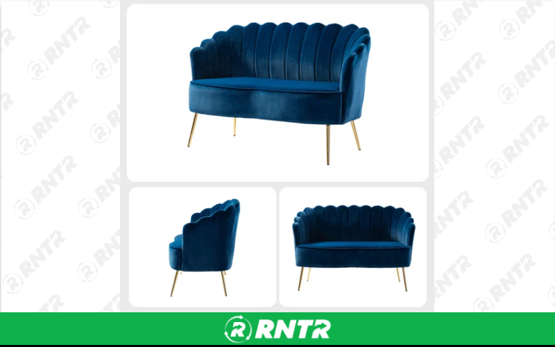 Generic Scalloped Loveseat (Navy) – For rent in Indianapolis, Indiana – Ace Party Rental | RNTR.com – Image 2 of 3