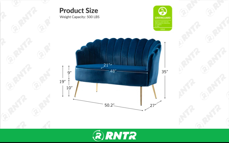 Generic Scalloped Loveseat (Navy) – For rent in Indianapolis, Indiana – Ace Party Rental | RNTR.com – Image 3 of 3
