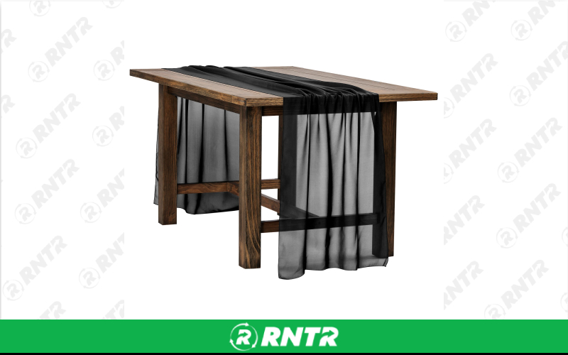Generic Table Runner Chiffon (Black) – For rent in indianapolis, indiana – Ace Party Rental | RNTR.com – Image 1