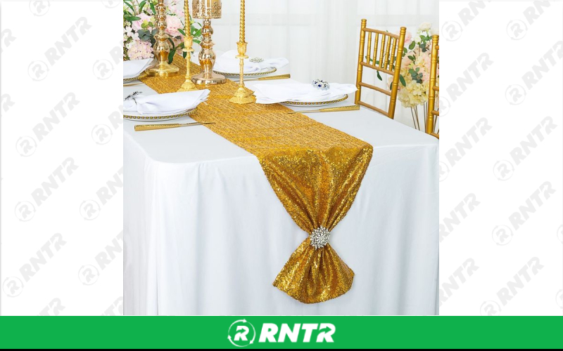 Generic Table Runner (Gold Sequin) – For rent in indianapolis, indiana – Ace Party Rental | RNTR.com – Image 1