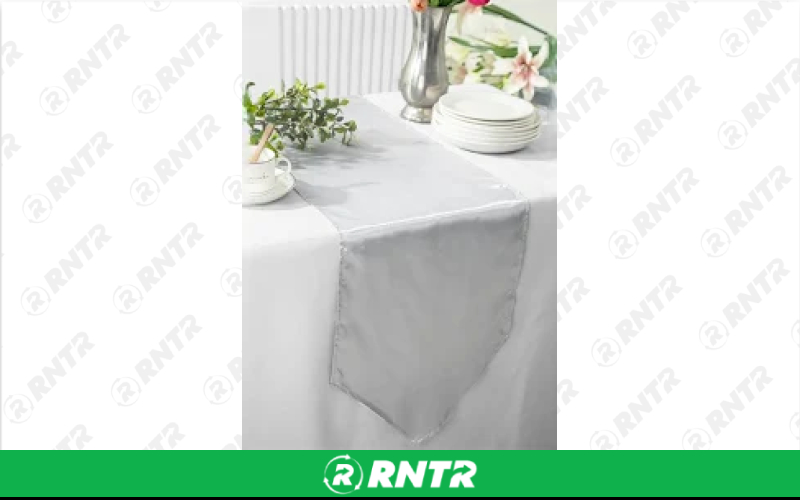 Generic Table Runner Satin (Platinum) – For rent in indianapolis, indiana – Ace Party Rental | RNTR.com – Image 1