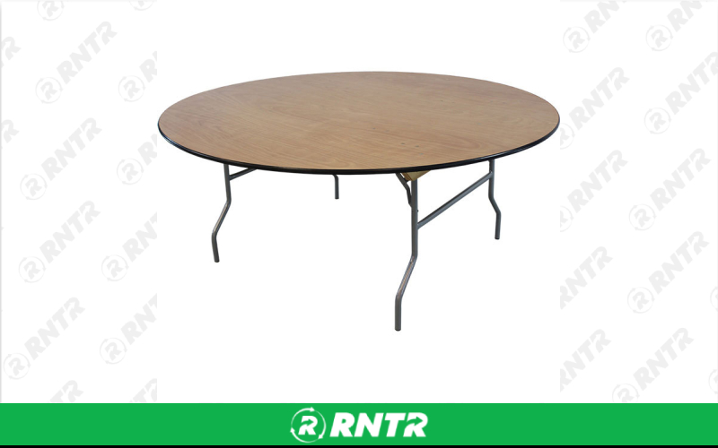 Generic Wood Round Table - 60 Diameter – For rent in kenosha, wisconsin – Lee\'s Rent It LLC | RNTR.com – Image 1