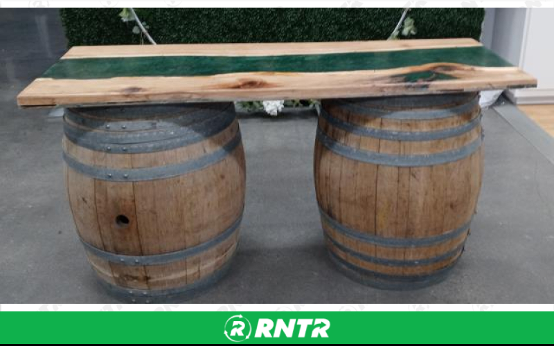 Generic BAR - EPOXY TOP WITH BARRELS – For rent in Lafayette, Indiana – Midwest Rentals Inc | RNTR.com – Image 1 of 1