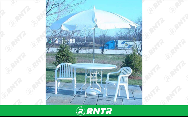 Generic PATIO TABLE AND UMBRELLA SET – For rent in Lafayette, Indiana – Midwest Rentals Inc  | RNTR.com – Image 1 of 1