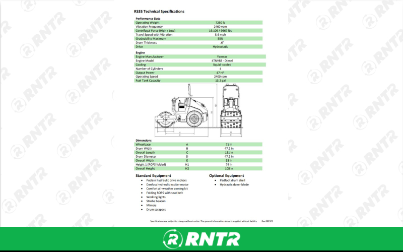 Generic ROLLER - 48 SINGLE DRUM SOIL PADFOOT – For rent in Fayetteville, Tennessee – Christopher Equipment | RNTR.com – Image 2 of 3