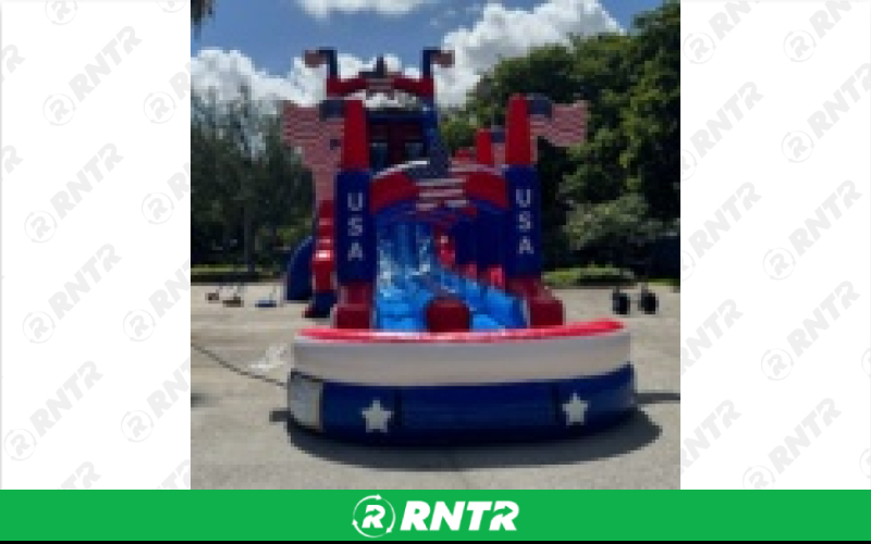 Generic Stars and Stripes Water Slide 30ft DL – For rent in pompano-beach, florida – South Florida Bounce | RNTR.com – Image 1