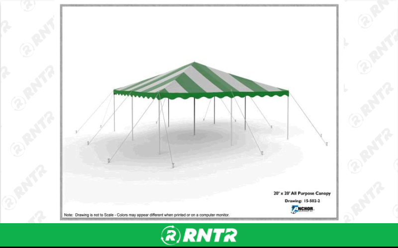 ANCHOR IND CANOPY -  16X16 STAKED GRN/WHT – For rent in maplewood, minnesota – Hejny Rental | RNTR.com – Image 1