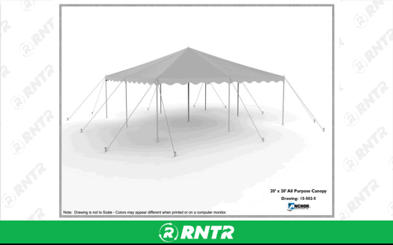 ANCHOR IND CANOPY -  20X20 STAKED WHITE – For rent in maplewood, minnesota – Hejny Rental | RNTR.com – Image 1