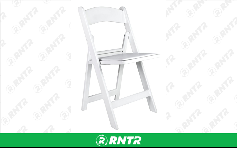 Chivari White Super Resin Folding Chair – For rent in robertsville, missouri – A C Event Rentals | RNTR.com – Image 1
