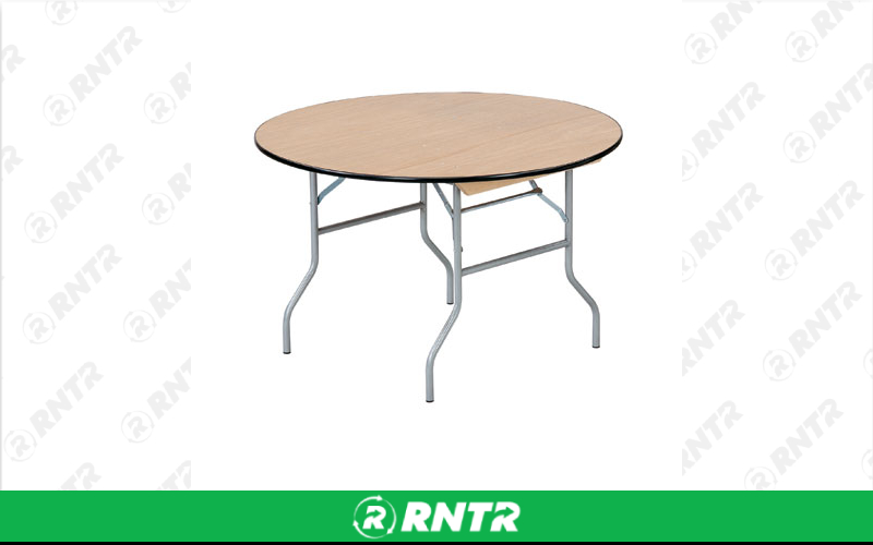 Generic 48in Round Table - Wood – For rent in Portland, Oregon – Peter Corvallis Productions | RNTR.com – Image 1 of 2