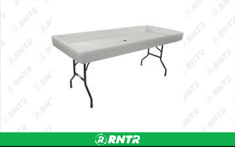 Generic 6' FILL'N'CHILL TABLE WHITE – For rent in Mount Airy, North Carolina – Cooke Rentals MA | RNTR.com – Image 1 of 3