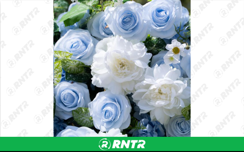 Generic 8'W X 8' TALL BLUE FLOWER WALL BACKDROP – For rent in Mount Airy, North Carolina – Cooke Rentals MA | RNTR.com – Image 1 of 3