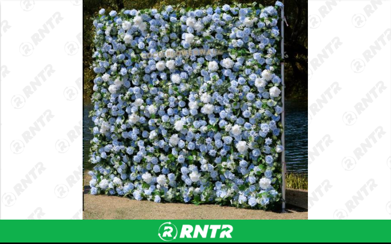 Generic 8'W X 8' TALL BLUE FLOWER WALL BACKDROP – For rent in Mount Airy, North Carolina – Cooke Rentals MA | RNTR.com – Image 2 of 3