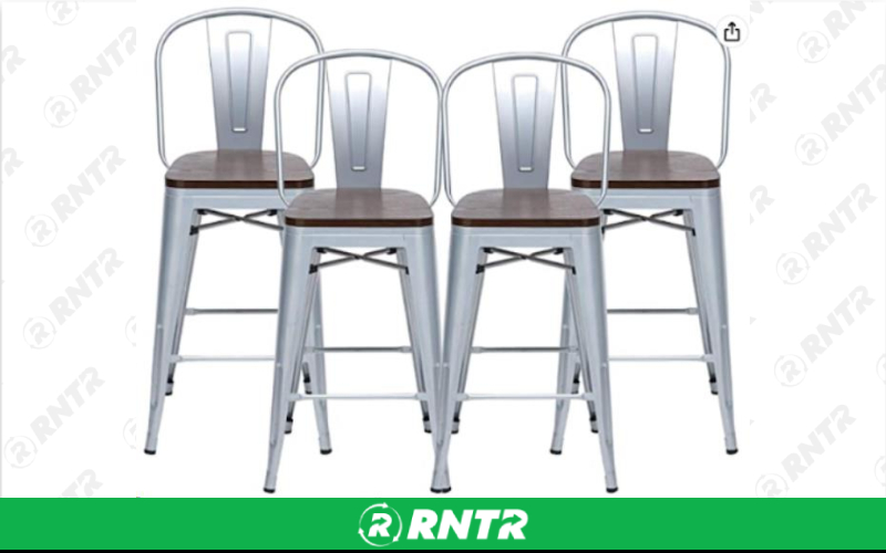 Generic BARSTOOL - GRAY - WOOD SEAT W/ BACK – For rent in Fresno, California – Expo Party Rentals | RNTR.com – Image 1 of 1