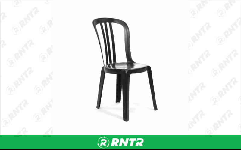 Generic Black Bistro Stacking Chair – For rent in Portland, Oregon – Peter Corvallis Productions | RNTR.com – Image 1 of 1