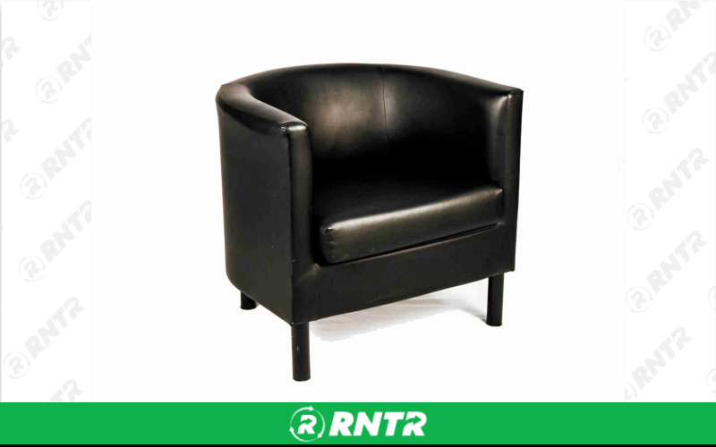 Generic Black Leather Club Chair – For rent in Portland, Oregon – Peter Corvallis Productions | RNTR.com – Image 1 of 1